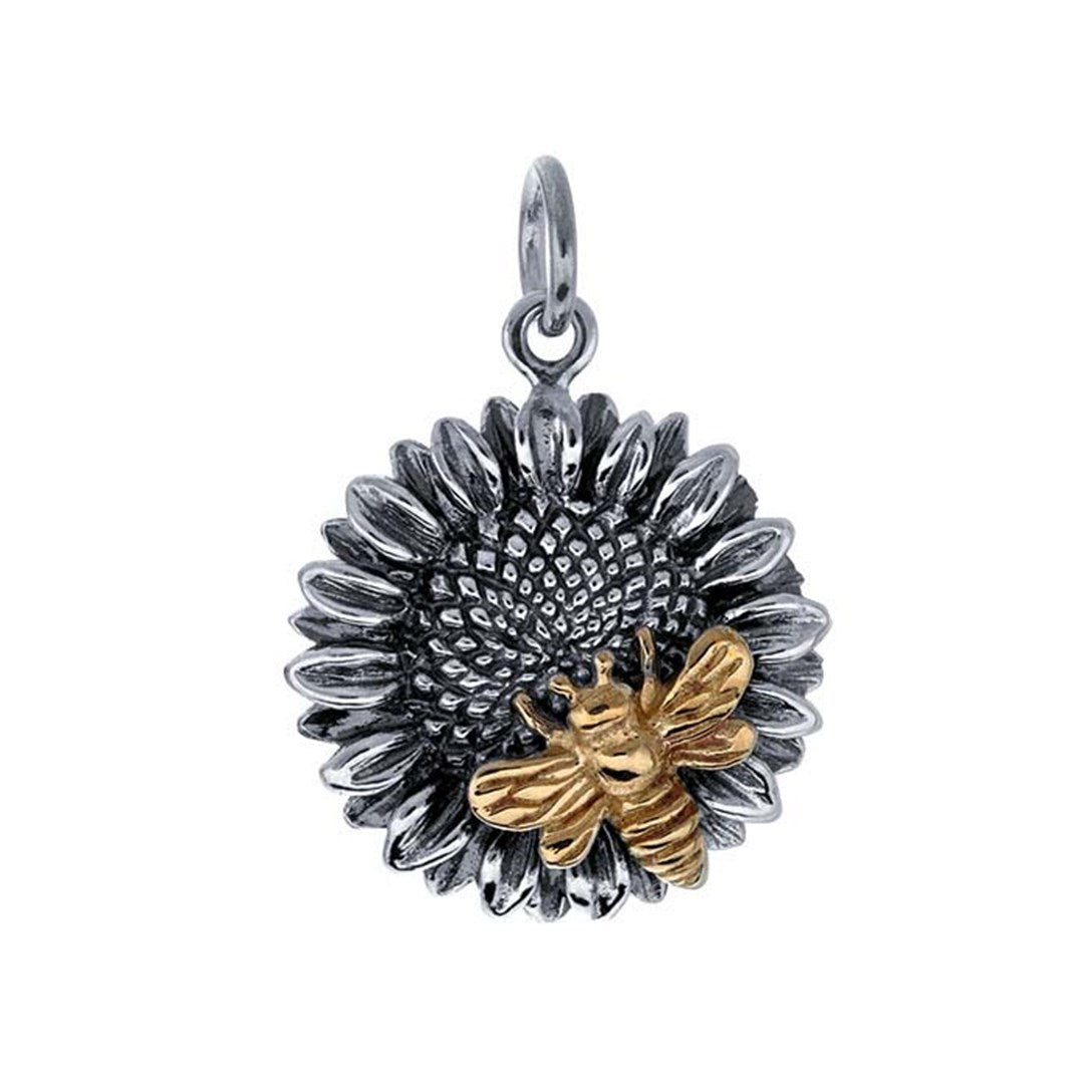Sterling Silver Sunflower Charm with Bronze Bee Item No. 618921