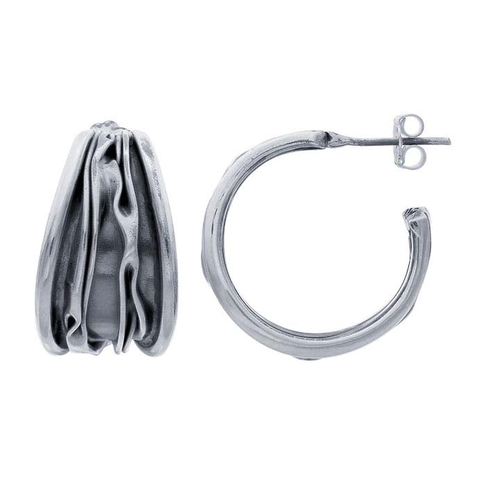 Corrugated 3/4-Hoop Earring - Sterling Silver