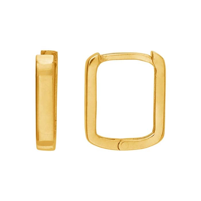 Rectangle Huggie Hoop Earring 14K Yellow Gold