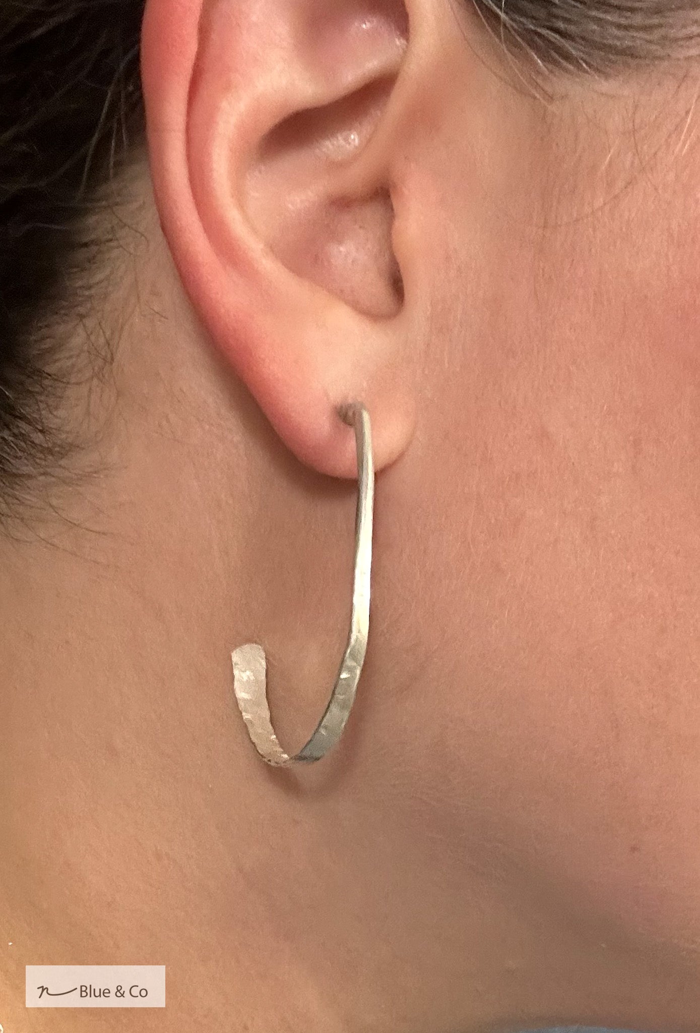Hammered Long Angle Hoops