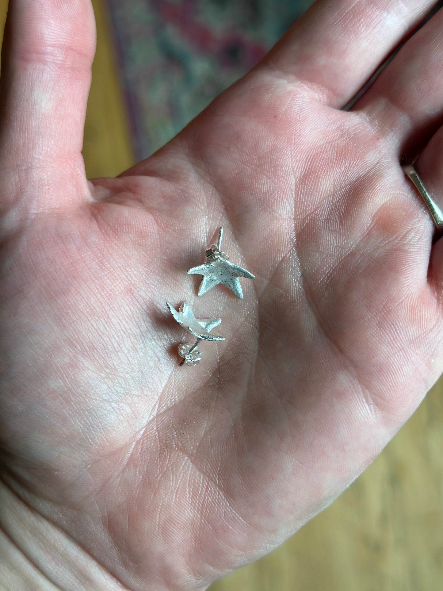 Sterling Concave Star Earrings